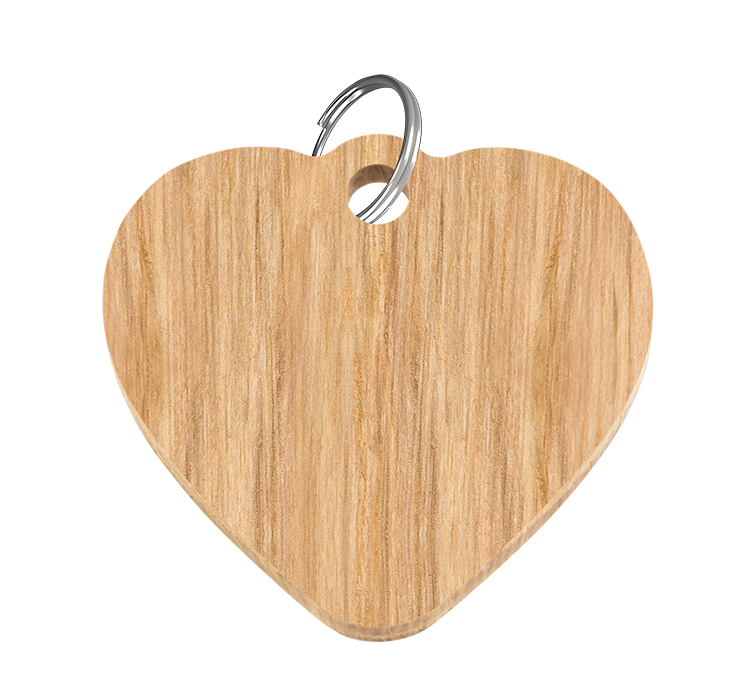 Engraved Wood Heart Cat Tag Engraved Wood Heart Cat Tag