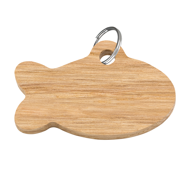 Engraved Wood Fish Cat Tag Engraved Wood Fish Cat Tag